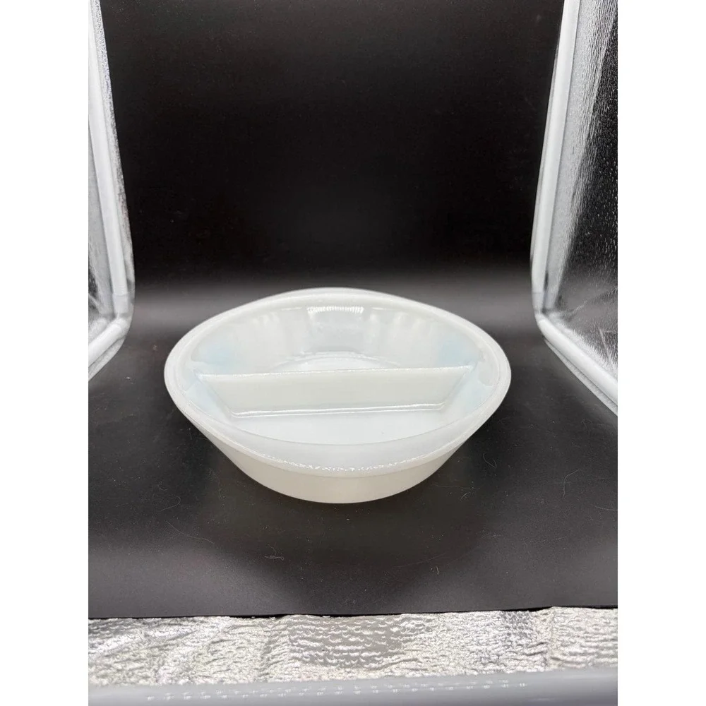Vintage Glassbake Blue Thistle Divided Serving Dish‎